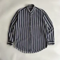 【希少】90s OLD GAP 香港製 長袖ストライプシャツ ネイビー白 M