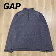 GAP ギャップ　無地ハーフジップスウェット 表記M くすみブルー