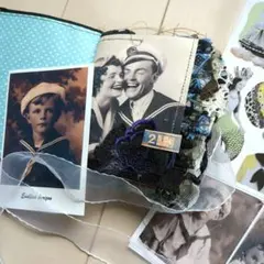 105ジャーナルB 海フォト人物 紙表紙 雑記帳 コラージュ ジャンク