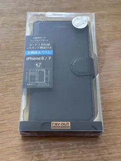 iPhone8　iPhone7 手帳型ケース 黒 マグネットフリップのサムネイル