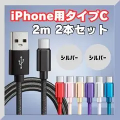 【高耐久＆急速充電】USB Type-Cケーブル 2m×2本 シルバー×シルバー