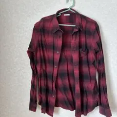 GU赤と黒のチェックネルシャツ Lサイズ