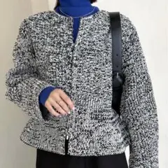 【mysic】メランジペプラムカーディガン（ブラック）