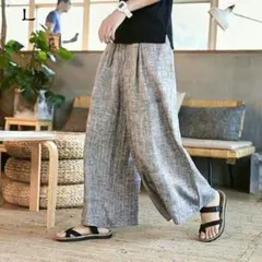 サルエルパンツ メンズ ワイドパンツ ゆったり 春夏 薄手 通気 綿麻