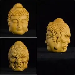 柘植木彫り　仏魔の一念 仏魔如来 柘植木 本体：3ｃｍ 材質：柘植木材