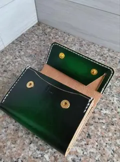 コインケースのようなお財布　手染め　たつのレザー　ヌメ革