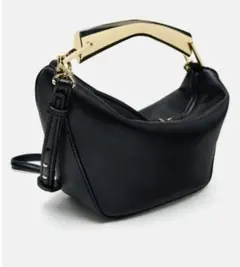 ZARAメタリックハンドルバケットバッグ　ハンドバッグ　ブラック