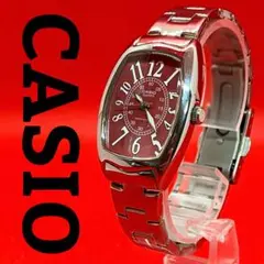 CASIO カシオ クォーツ 腕時計 レッド文字盤 稼働品 オシャレ 新品電池