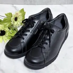 未使用 アシックス ペダラ ウォーキングシューズ サイドジップ レザー ブラック