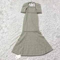【新品】 スナイデル ツイードニットマーメイドワンピース グリーン Ｍ ロング