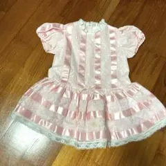 ピンク サテン レース ベビードレス 95cm以下