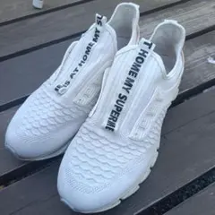 【メンズ】スリッポン スニーカー 白 28〜29cm相当 軽量 カジュアル 通気