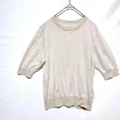 ★シアーカットソー　ボーダー　丸首　シンプル　重ね着　大人可愛い　合わせやすい