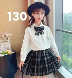 新品フォーマル3点セット130女子高生風女の子ブラック黒発表会入学卒業卒服