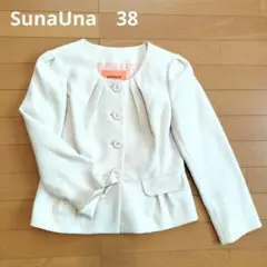sunauna ノーカラージャケット 38 アイボリー