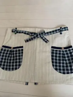 ショートエプロンストライプとチェックの前掛け