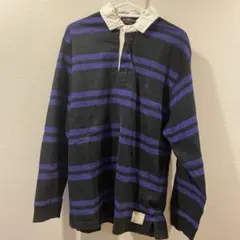 【Polo RALPH LAUREN】メンズポロシャツ 黒紫ストライプ 長袖