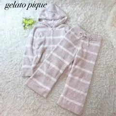 極美品✨ジェラートピケ　フード付モコモコルームウエア　上下セットアップ
