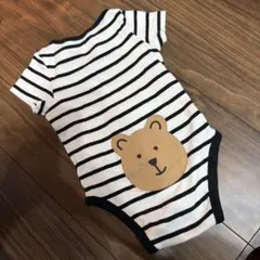 BabyGAP ストライプ柄クマ刺繍ロンパース