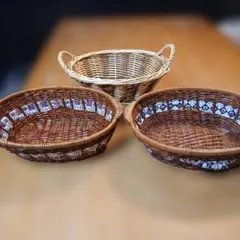 籐製バスケット3点セット