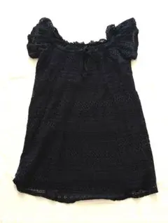 TOPSHOP黒のレース編み2wayオフショルダー半袖ワンピースのサムネイル