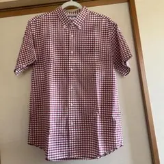 UNIQLO赤と白のチェック柄 半袖シャツ Lサイズ