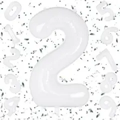 数字バルーン ホワイト アルミ風船 誕生日 ナンバー2 イベント お祝い 飾り