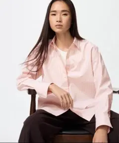 UNIQLO ストライプコットンシャツ/ストライプ