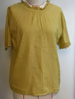 Samansa Mos2 半袖フリルネックシャツ F