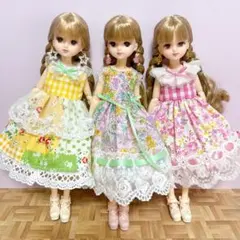 リカちゃんサイズハンドメイドワンピース&ピアスNo.2361・2362双子