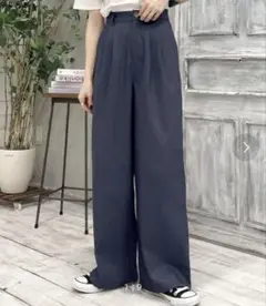 美品　java ネイビー ワイドパンツ スラックス レディース