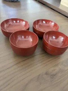 そ*豆様 赤い漆器 椀 4個セット