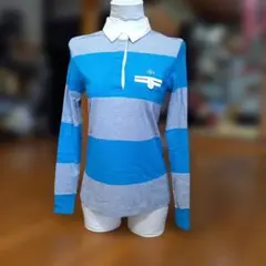 LACOSTE 長袖ポロシャツ 42 青/グレー