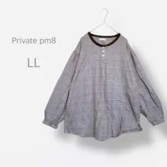 【private pm8】　グレンチェック　ヘンリーネック　ブラウス　スモック