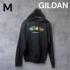 GILDAN ギルダン パーカー M 黒 ブラック プリント プルオーバー 冬
