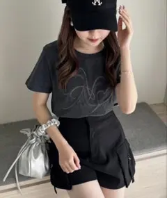 NICE CLAUP イニシャルビッグロゴ刺繍Tシャツ