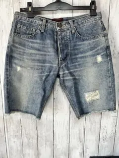 TMTデニムショートパンツ　ダメージ加工 サイズM