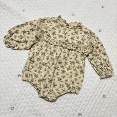 konoha. 花柄フリルロンパース80 ベージュ 韓国子供服 女の子 小花柄