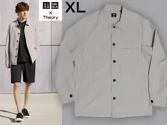 美品 ユニクロ セオリー 感動シャツジャケット XL グレー ストレッチ