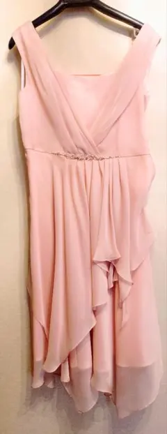 ピンク アシンメトリードレス ビーズ付き