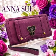 希少]ANNA SUI 長財布 ローズ柄 パープル - メルカリ