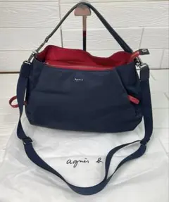 【美品】agnès b. ショルダーバッグ　ハンドバック　２way ネイビーのサムネイル