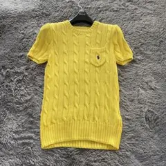 ポロラルフローレン ケーブルニット イエロー 半袖 コットン