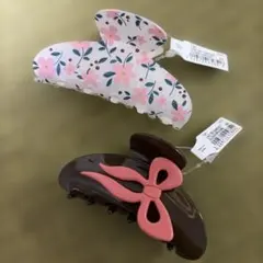 お値下げ❗️花柄とリボンのヘアクリップセット　lattice