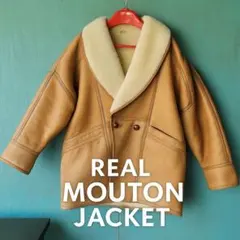 ムートンジャケットLサイズ 羊革 羊毛 シープスキン レザー ヴィンテージ 防寒
