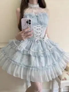 アイドル衣装　ワンピース　ライトブルー　水色　アイスブルー　青