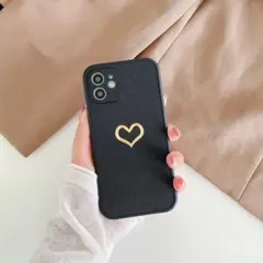 iPhone11 ケース ブラック ハート 軽量 極薄　韓国　可愛い