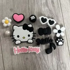キティ　クロックス ジビッツセット ♡ブラック　パール12点♡