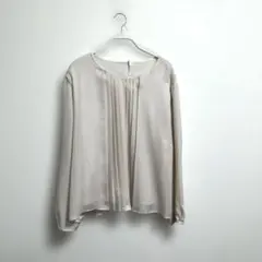 J.PRESS LADIES フロントプリーツ 長袖ブラウス ベージュのサムネイル