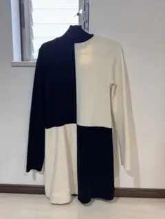 ZARA バイカラー ニットワンピースSサイズ